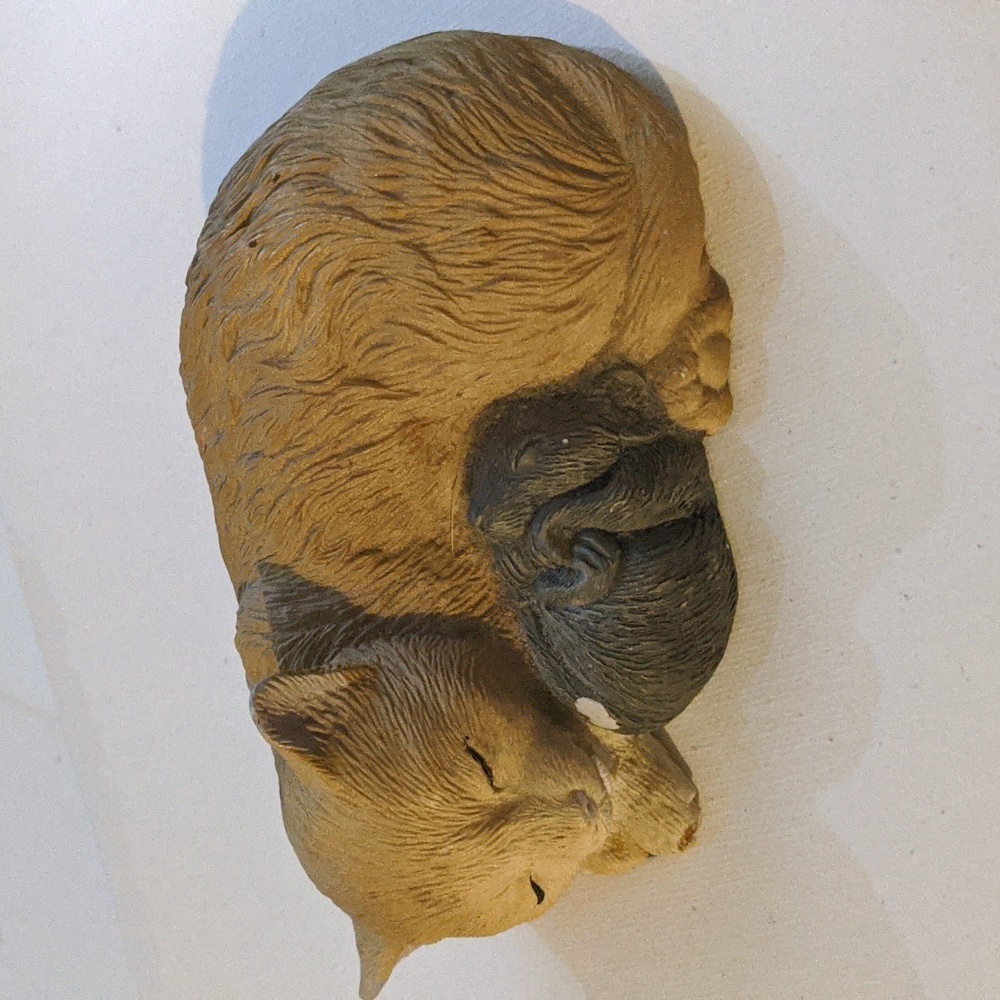 Ginger Cat and Mouse statue vintage sculpture figurine